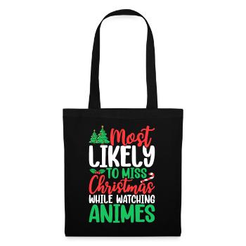 Lustige Weihnachten Anime Otaku Weihnachtsfamilie - Stoffbeutel - Schwarz - Vorne