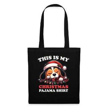 Pyjama de Noël Beagle Chiens - Sac en tissu - noir - Devant