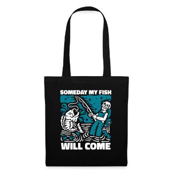 Someday My Fish Will Come Fliegenfischer - Stoffbeutel - Schwarz - Vorne