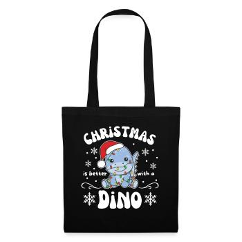 Weihnachten ist besser mit einem Dino - Stoffbeutel - Schwarz - Vorne