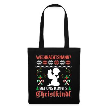 Christkindl Bayern Weihnachten Spruch Witzig - Stoffbeutel - Schwarz - Vorne