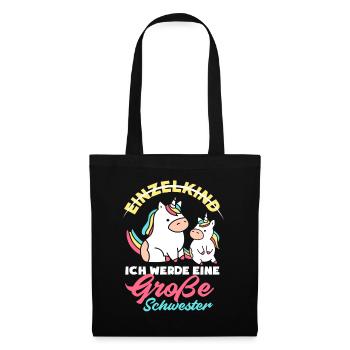Einzelkind Ich werde große Schwester Geburt - Stoffbeutel - Schwarz - Vorne