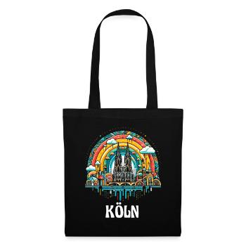 Köln Domstadt Kölner Dom Kölsch Karneval Alaaf Fun - Stoffbeutel - Schwarz - Vorne