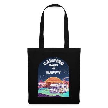 Camping makes me happy. Camping on Mars. - Stoffbeutel - Schwarz - Vorne