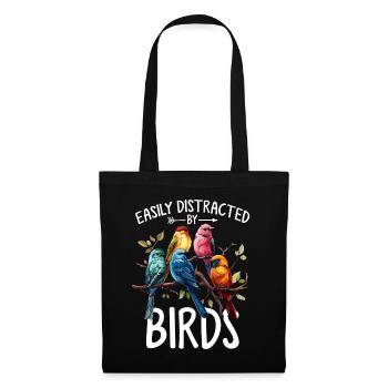 Easily Distracted By Birds Funny Birding Bird - Tote Bag - black - Front