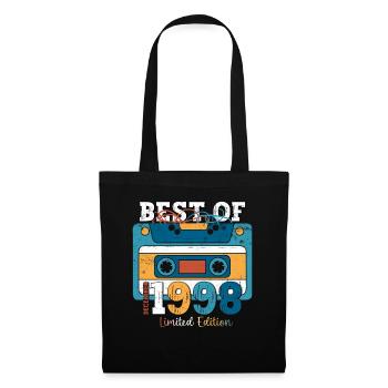 25. Geburtstag Dezember Jahrgang 1998 Kassette - Stoffbeutel - Schwarz - Vorne