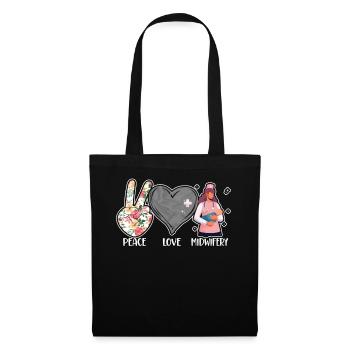 Nurse Midwife Birth Worker Peace - Stoffbeutel - Schwarz - Vorne