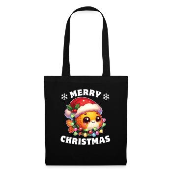 Père Noël chapeau Noël guirlandes lumineuses poisson rouge - Sac en tissu - noir - Devant