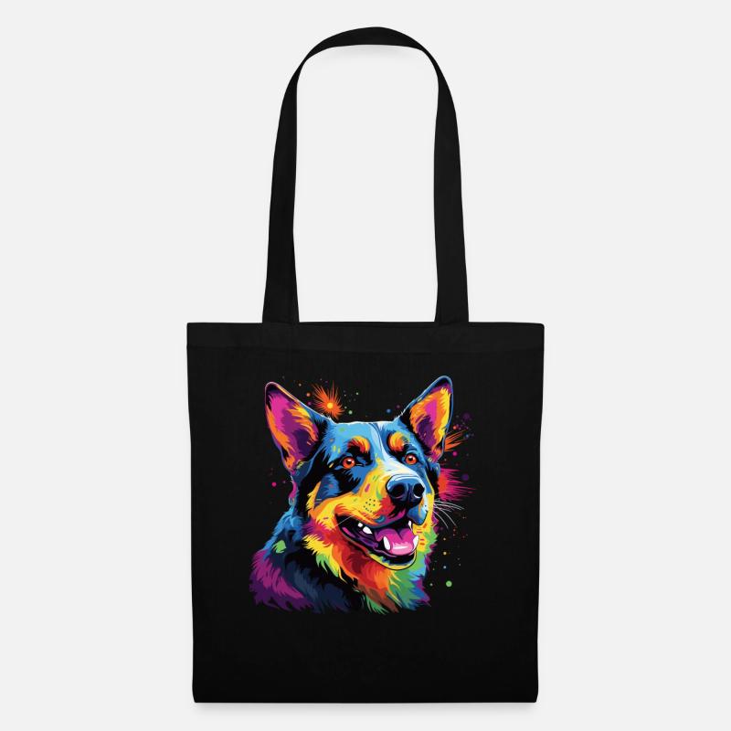Wasserfarben Farbenfroher Australian Cattle Dog - Stoffbeutel - Schwarz