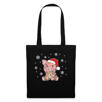 Cochon Noël Hiver Animaux Cochons - Sac en tissu - noir - Devant