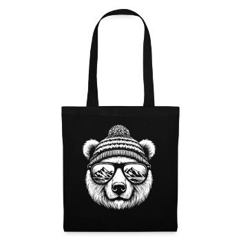 Drôle D’ours Avec Casquette De Ski Snowboard Neige Hiver - Sac en tissu - noir - Devant