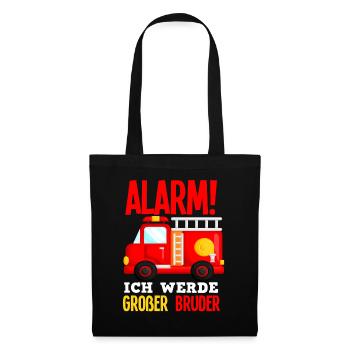 Alarm Ich Werde Großer Bruder Feuerwehr Sohn - Stoffbeutel - Schwarz - Vorne