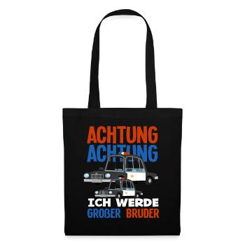 Ich Werde Großer Bruder Polizei Sohn Schwanger - Stoffbeutel - Schwarz - Vorne