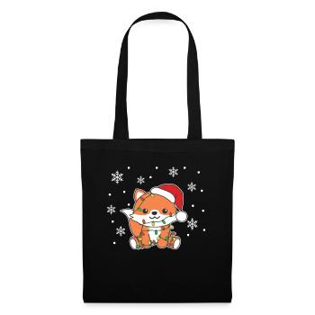 Renard, Noël, Hiver, Animaux, Renard - Sac en tissu - noir - Devant
