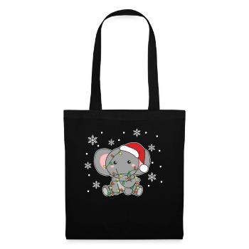 Elefant Weihnachten Winter Tiere Elefanten - Stoffbeutel - Schwarz - Vorne