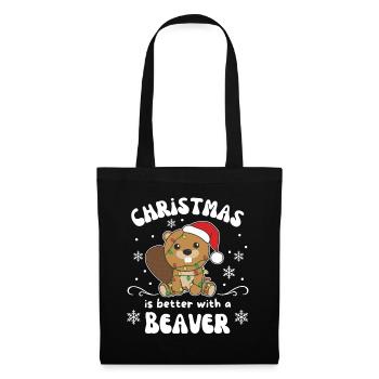 Noël, c’est mieux avec un castor - Sac en tissu - noir - Devant