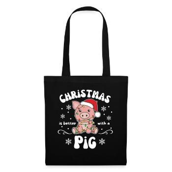 Noël, c’est mieux avec un cochon - Sac en tissu - noir - Devant