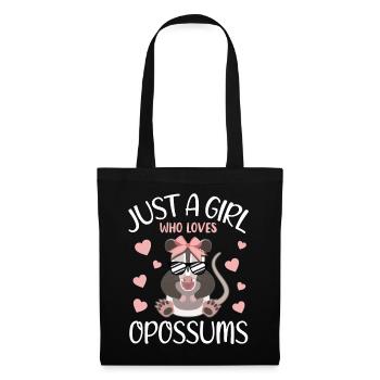 Girl Opossum Love Heart Motif - Tote Bag - black - Front