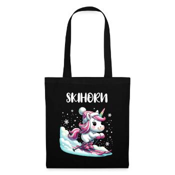 Mignon Licorne Ski Vacances Ski Piste Rose - Sac en tissu - noir - Devant