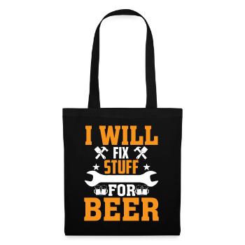 Ich Repariere Sachen Für Bier - Stoffbeutel - Schwarz - Vorne