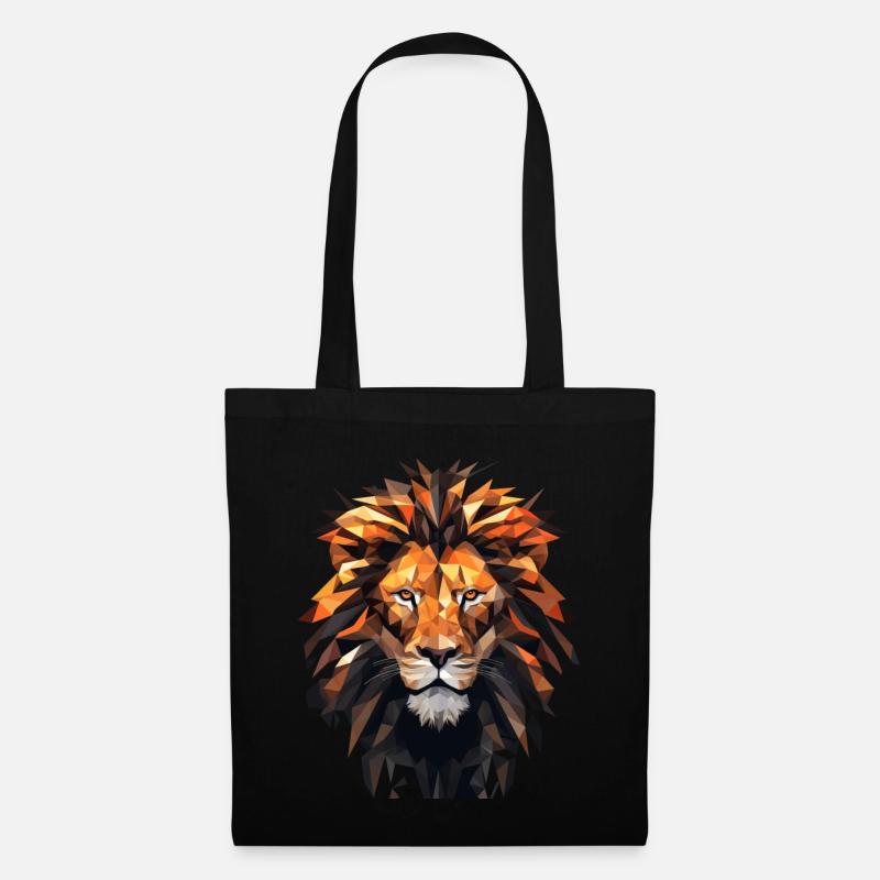 Geometric Lion Animation - Stoffbeutel - Schwarz