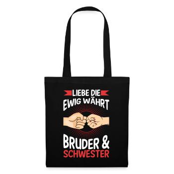 Geschwister Bruder und Schwester - Stoffbeutel - Schwarz - Vorne