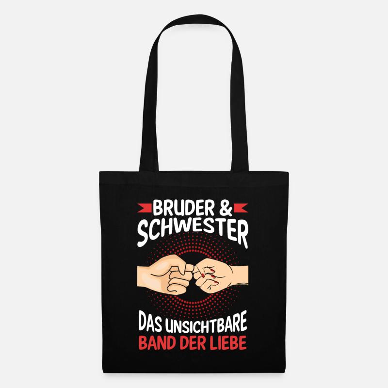 Geschwister Bruder und Schwester - Stoffbeutel - Schwarz