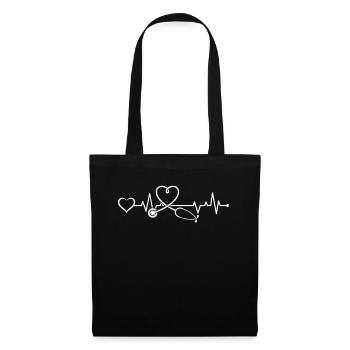 Hospital Doctor Stethoscope with Heart - Tote Bag - black - Front