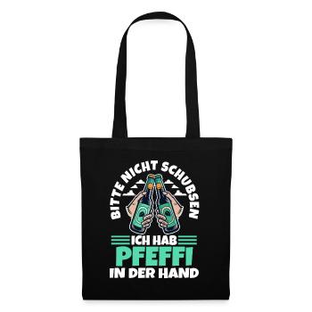 Bitte nicht schubsen ich hab Pfeffi in der Hand - Stoffbeutel - Schwarz - Vorne