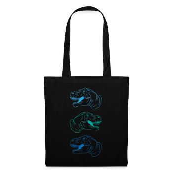 T-Rex Trio Neon Stil Cool Geschenkidee - Stoffbeutel - Schwarz - Vorne