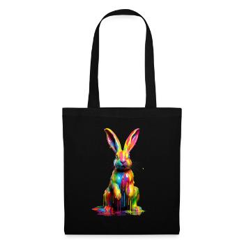 Lapin arc-en-ciel - Sac en tissu - noir - Devant