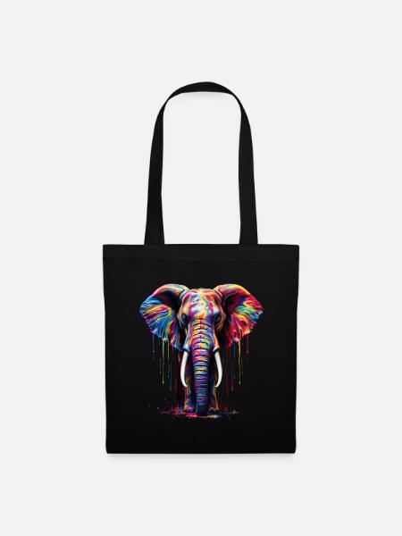Rainbow Elephant - Stoffbeutel - Schwarz