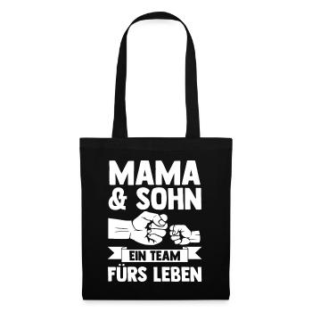 Mutter Muttertag Mama und Sohn - Stoffbeutel - Schwarz - Vorne