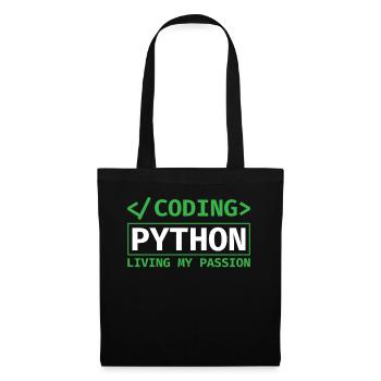 Coding Python, Living My Passion Coding Python - Stoffbeutel - Schwarz - Vorne