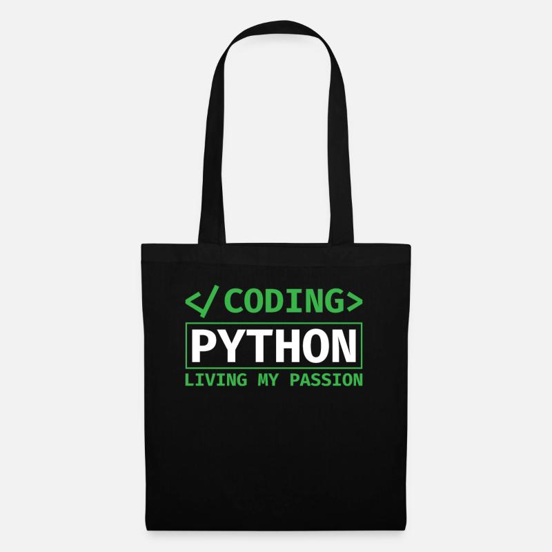 Coding Python, Living My Passion Coding Python - Stoffbeutel - Schwarz