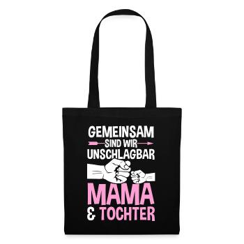 Mutter Muttertag Mama und Tochter - Stoffbeutel - Schwarz - Vorne