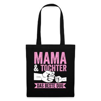 Mutter Muttertag Mama und Tochter - Stoffbeutel - Schwarz - Vorne