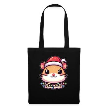 Père Noël chapeau Noël guirlandes lumineuses Degu - Sac en tissu - noir - Devant