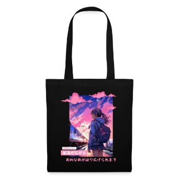 Japanese Aesthetic Countryside Kawaii Girl Vaporwa - Stoffbeutel - Schwarz - Vorne