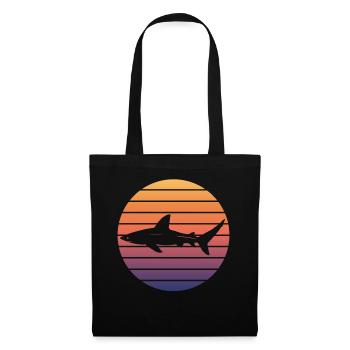 Requin Retro Sunset Surfer - Sac en tissu - noir - Devant