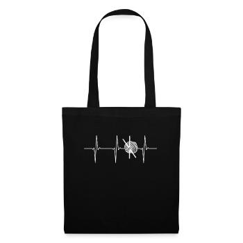 Crochet ECG Heartbeat - Tote Bag - black - Front