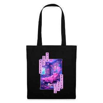 Vaporwave Japanese Pastel Aesthetic Soft Anime Ret - Stoffbeutel - Schwarz - Vorne