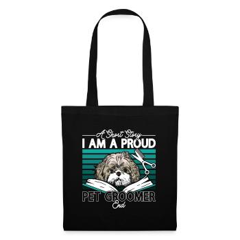 Toiletteur pour animaux de compagnie Une histoire courte Je suis un fier artiste de fourrure - Sac en tissu - noir - Devant