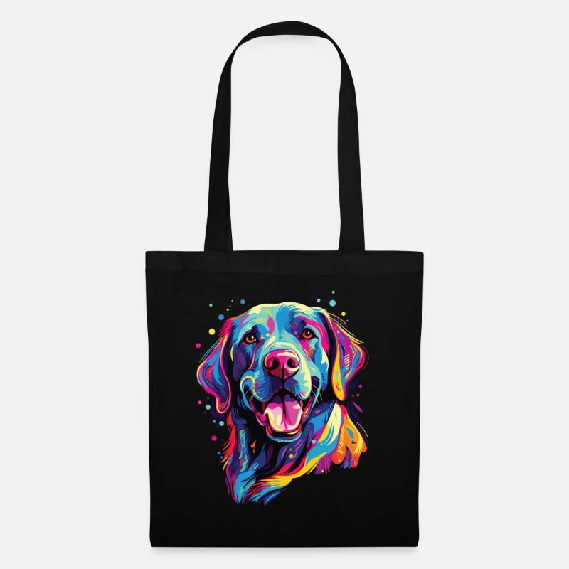 Wasserfarben Farbenfroher Labrador Labbi - Stoffbeutel - Schwarz