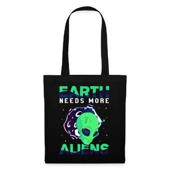 Alien, UFO, UAP, Space, Weltraum Flugobjekt - Stoffbeutel - Schwarz - Vorne