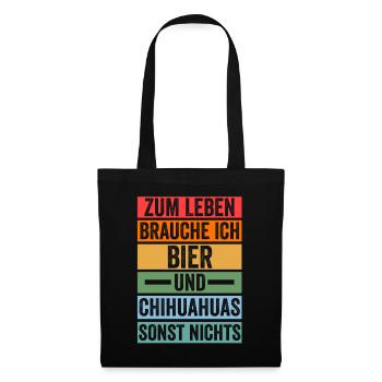 Bier Hund Chihuahua - Stoffbeutel - Schwarz - Vorne