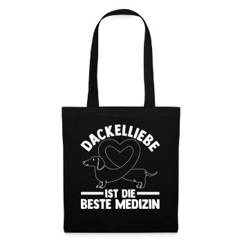 Hund Dachshund Dackel - Stoffbeutel - Schwarz - Vorne