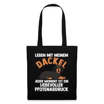 Hund Dachshund Dackel - Stoffbeutel - Schwarz - Vorne