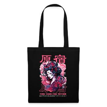 Harajuku Anime Girl Japanese Streetwear Vaporwave - Stoffbeutel - Schwarz - Vorne