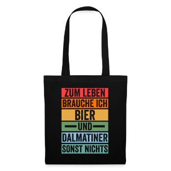 Bier Hund Dalmatiner - Stoffbeutel - Schwarz - Vorne